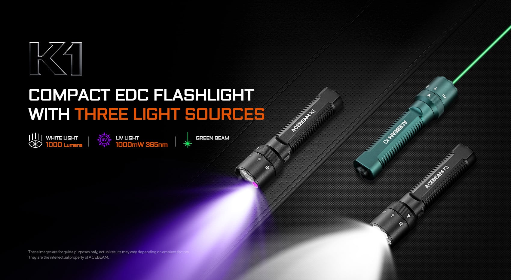 ACEBEAM K1 + Laser ja UV-valo