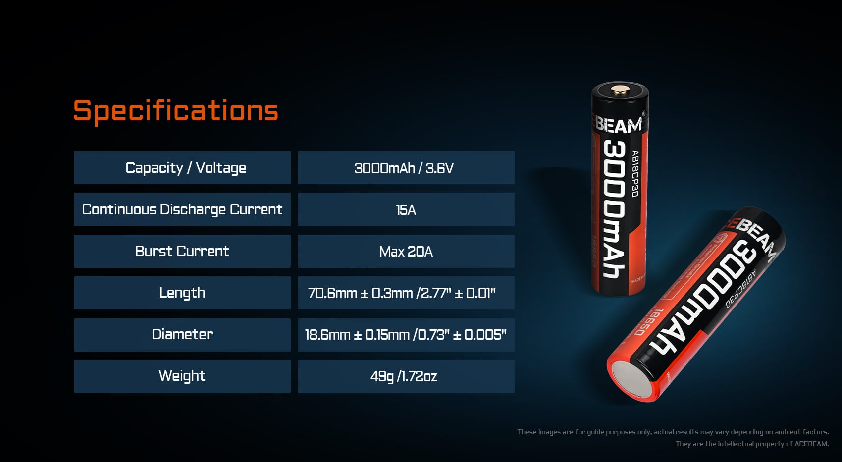 ACEBEAM 18650 3000mAh akku