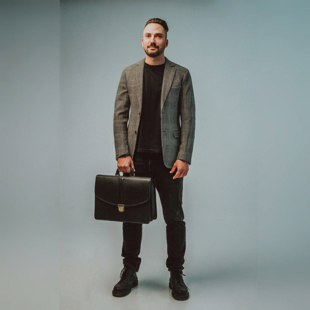 Leather Briefcase No. 99 - Black