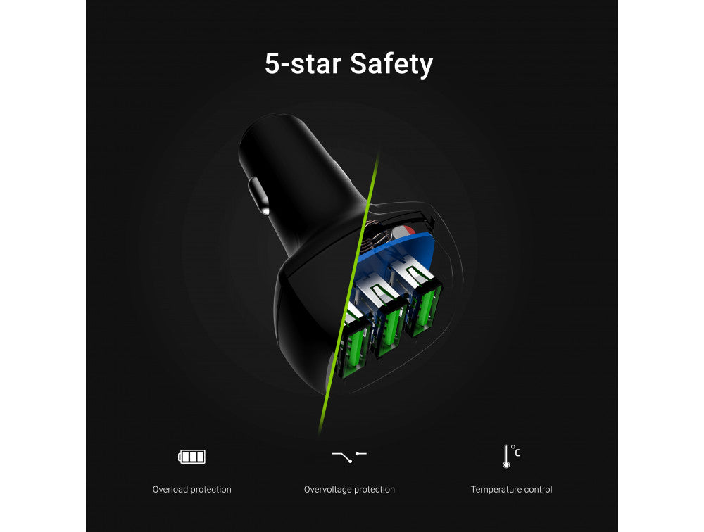 Green Cell 54W 3xUSB 18W autolaturi Ultra Charge -pikalataustekniikalla