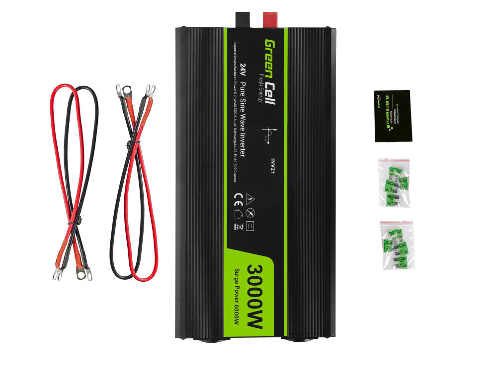 Green Cell Invertteri 24V 3000W / 6000W Puhdas Siniaalto
