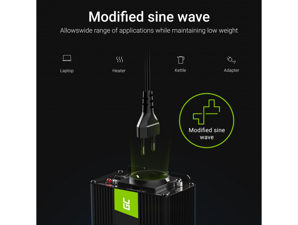 Green Cell Invertteri 12V 1000W / 2000W